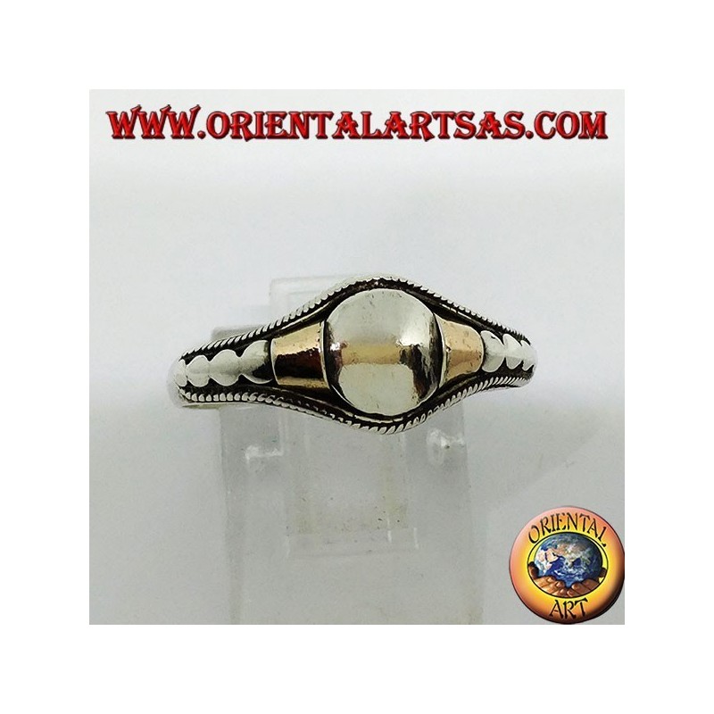 Bague en argent faite à la main avec des insertions de feuille d'or 14 carats