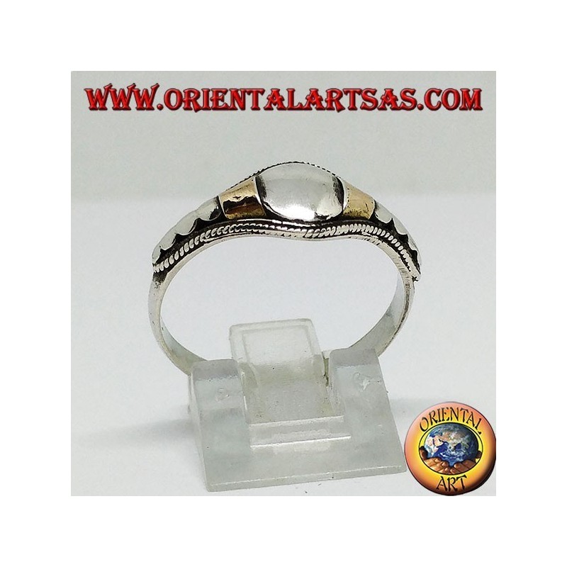 Handmade silver ring with 14 karati gold foil inserts