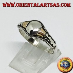 Handgearbeiteter Silberring mit 14 Karatgold-Einlagen