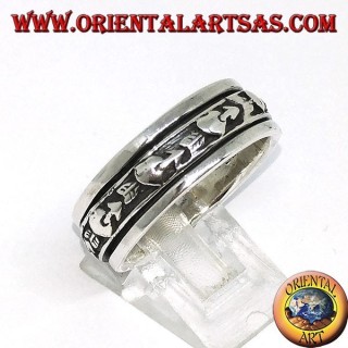 Ring in silver anti-stress rotating, broken heart, heart with arrow
