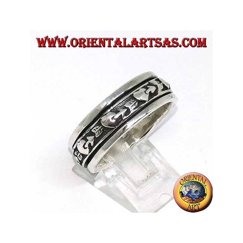 Ring in silver anti-stress rotating, broken heart, heart with arrow