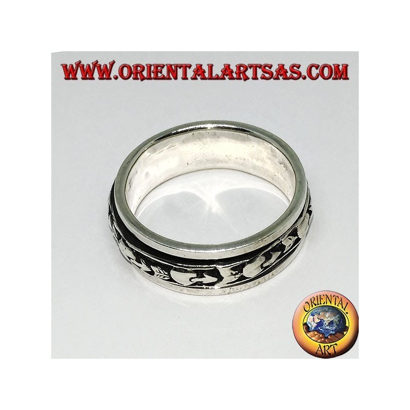 Ring aus silbernem Anti-Stress-Drehring, gebrochenes Herz, Herz mit Pfeil