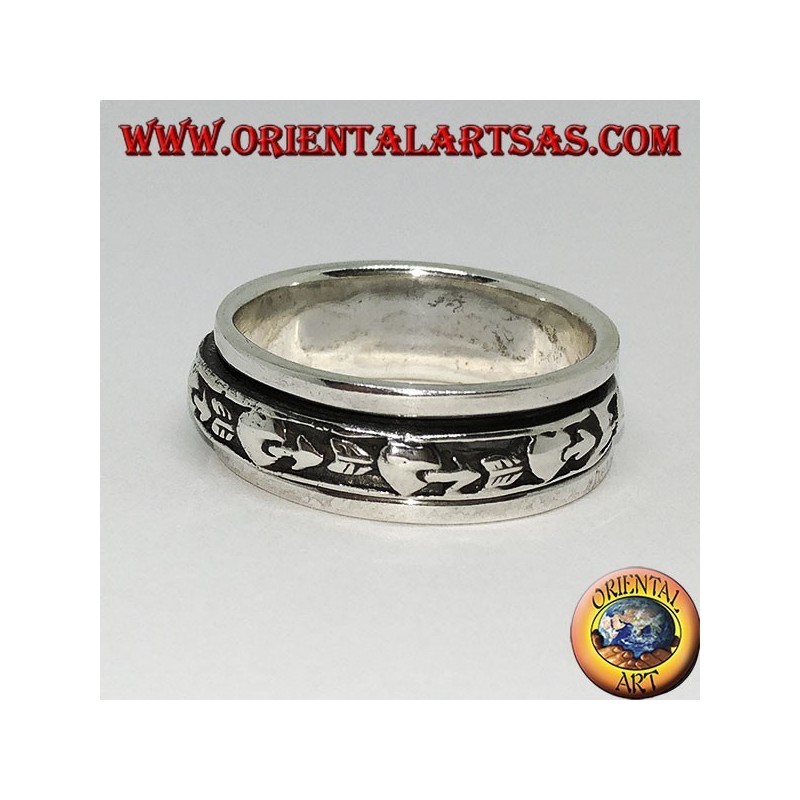 Anillo en plata antiestrés rotativo, corazón roto, corazón con flecha