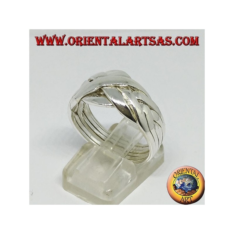 Turkish faith puzzle ring in six-threaded silver