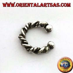 Ohrmanschette in Silber, verdrehter Kreis (gefälschter Ohrring benötigt kein Loch)