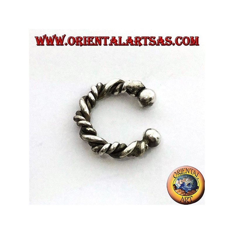 Ohrmanschette in Silber, verdrehter Kreis (gefälschter Ohrring benötigt kein Loch)