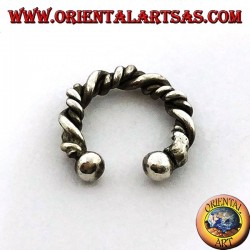 Ear Cuff in silver, twisted circle (fake earring does not need a hole)