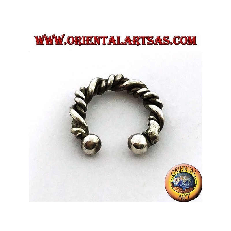 Ear Cuff in silver, twisted circle (fake earring does not need a hole)