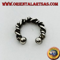 Ohrmanschette in Silber, verdrehter Kreis (gefälschter Ohrring benötigt kein Loch)