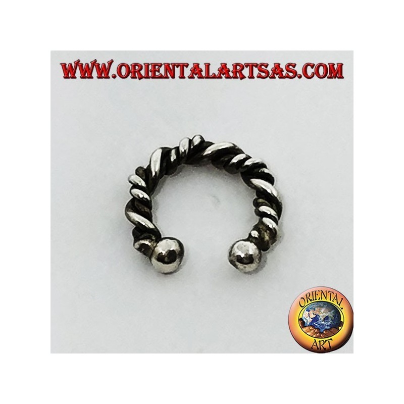 Ohrmanschette in Silber, verdrehter Kreis (gefälschter Ohrring benötigt kein Loch)