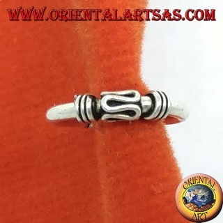 Ear Cuff in argento,orecchino a cerchietto lavorato con spirale al centro 