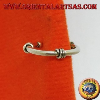 Boucle d'oreille en argent, créoles travaillées avec trois spirales