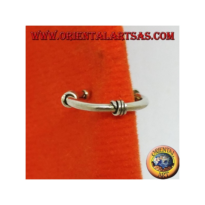 Ear Cuff in silver, hoop earring worked with three spirals