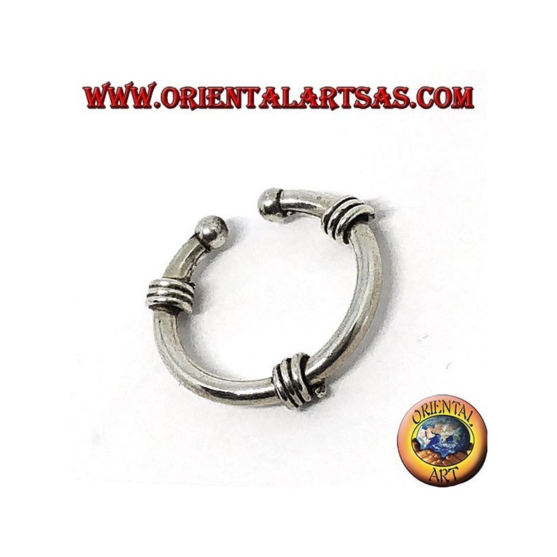 Ohrmanschette in Silber, Creole mit drei Spiralen gearbeitet