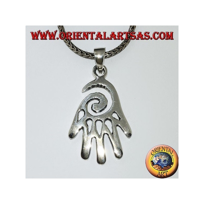 Anhänger in Silber Hand mit Spirale
