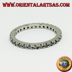 Silver ring (wedding ring) with zircons set