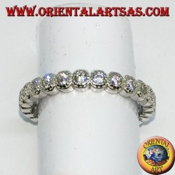 Silver ring (wedding ring) with zircons individually set