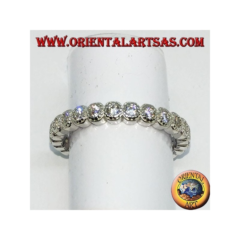 Silberring (Ehering) mit Zirkonen einzeln eingestellt