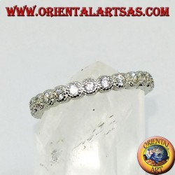 Silver ring (wedding ring) with zircons individually set