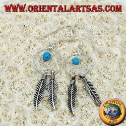 Boucles d'oreilles en argent attrape-rêves petit avec boule turquoise