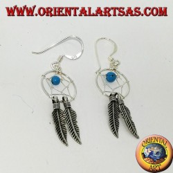 Boucles d'oreilles en argent attrape-rêves petit avec boule turquoise