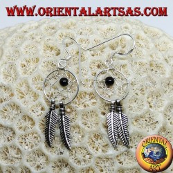 Pendientes de plata con atrapasueños con bola de ónix.