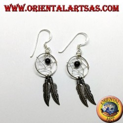 Pendientes de plata con atrapasueños con bola de ónix.