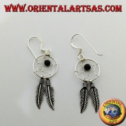 Pendientes de plata con atrapasueños con bola de ónix.