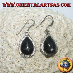 Silver earrings with black star drip (Diopside starry) handmade