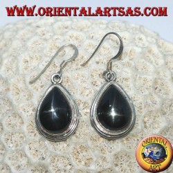 Silberne Ohrringe mit schwarzem Sternenfänger (Diopside Sternenhimmel) handgefertigt