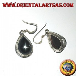 Silver earrings with black star drip (Diopside starry) handmade