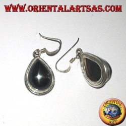 Silver earrings with black star drip (Diopside starry) handmade