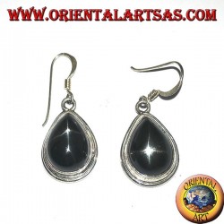 Silver earrings with black star drip (Diopside starry) handmade