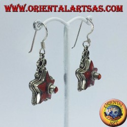 Pendientes de plata en forma de estrella con coral antiguo (nepalí)