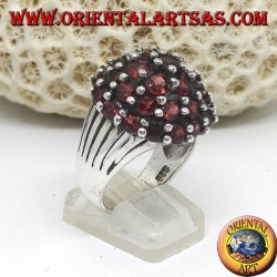 Silver ring, in the mountains with 35 round natural garnets