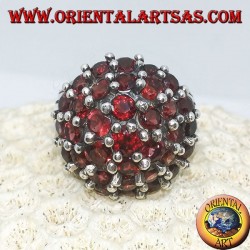 Silver ring, in the mountains with 35 round natural garnets