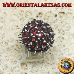 Silver ring, in the mountains with 35 round natural garnets