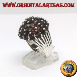 Silver ring, in the mountains with 35 round natural garnets