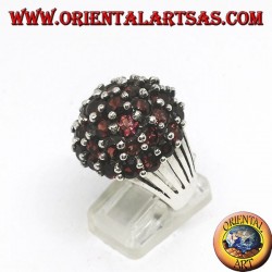 Silver ring, in the mountains with 35 round natural garnets