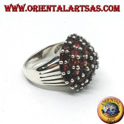 Silver ring, in the mountains with 35 round natural garnets