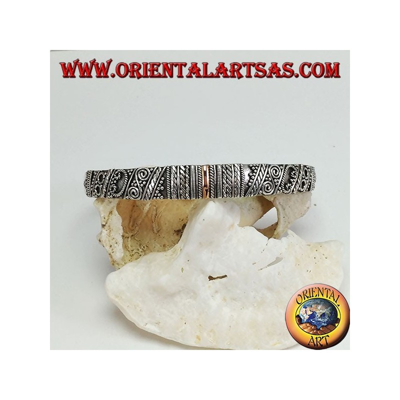 Bracciale d'argento, con placchette in oro 14 carati fatto a mano