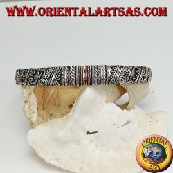 Silver bracelet, with a hand-made central 14 carat gold plaque