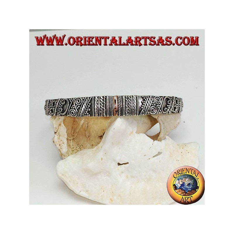 Bracciale d'argento, con placchette in oro 14 carati fatto a mano