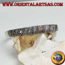 Silver bracelet, with a hand-made central 14 carat gold plaque