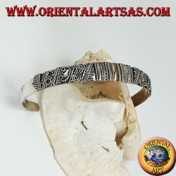 Bracciale d'argento, con placchette in oro 14 carati fatto a mano