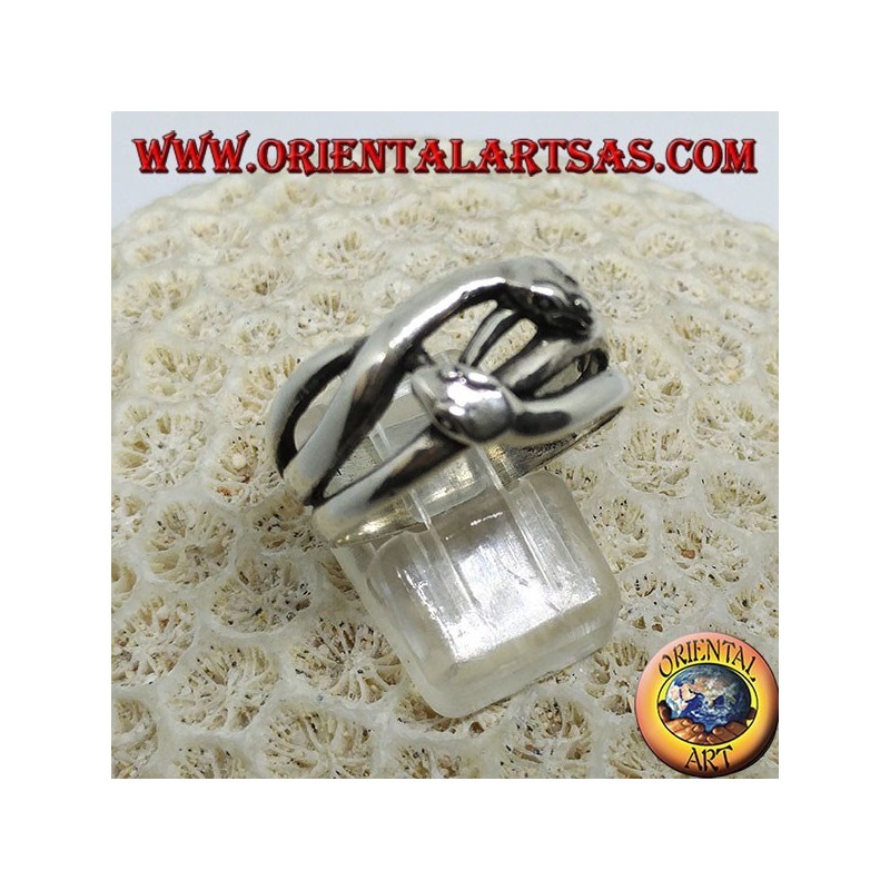 Anello in argento a due serpenti che si corteggiano, innamorati 