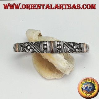 Silberarmband mit 3 Platten aus 14 Karat Gold und handgefertigten Nieten