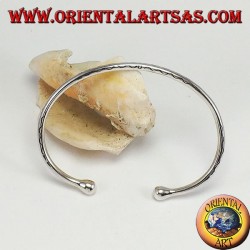 Bracelet rigide en argent, rond gravé d'ondes gravées à la main