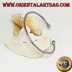 Rigid bracelet in silver, round engraved with waves engraved by hand