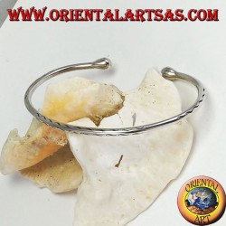 Steifes Armband aus Silber, rund mit Wellen graviert von Hand graviert